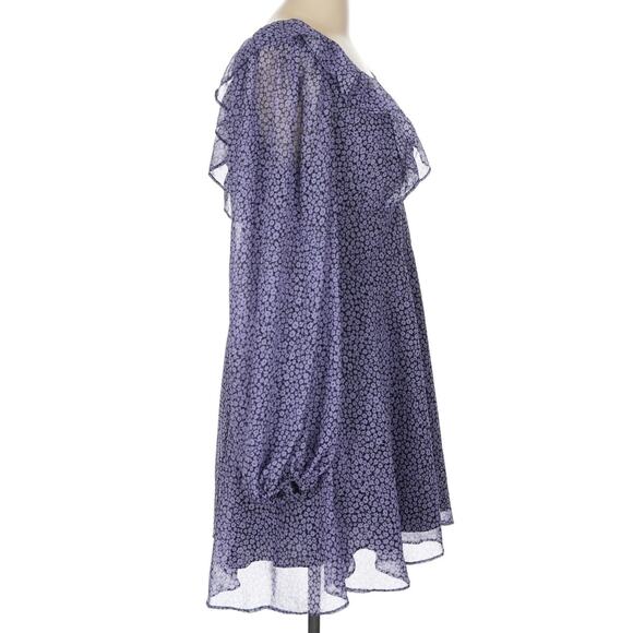 Hutch Floral Print V-Neck Ruffled Purple Long Sleeve Romper Large - Picture 5 of 11